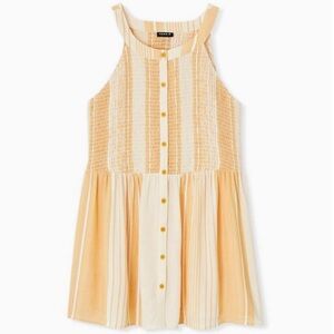 Torrid Yellow Striped Smocked Halter Tank Top Sleeveless Shirt Plus Size 1 1X
